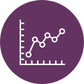 purple icon with upward graph