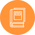 orange circle with book icon
